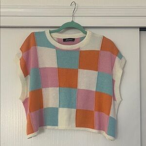 Olivaceous Multicolor Checkered Sweater
